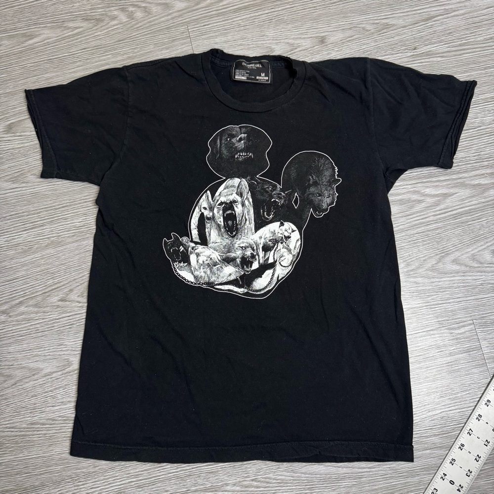 Domrebel Mickey Mouse Dogs Graphic T-shirt Men Sz M Black Short Sleeve Montreal